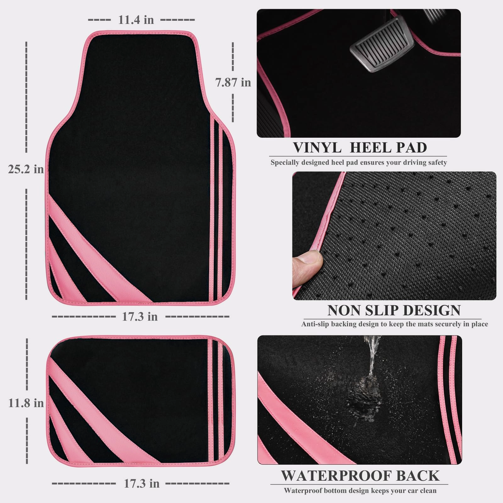 Car Seat Covers - Air Mesh Leather + Car Floor Mats - Waterproof + Steering Wheel Cover - Sporty