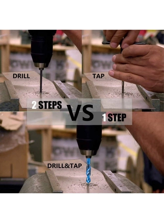 Drill Tap Bit Set - 4341 High-Speed Steel (HSS) 6PCS M3-M10