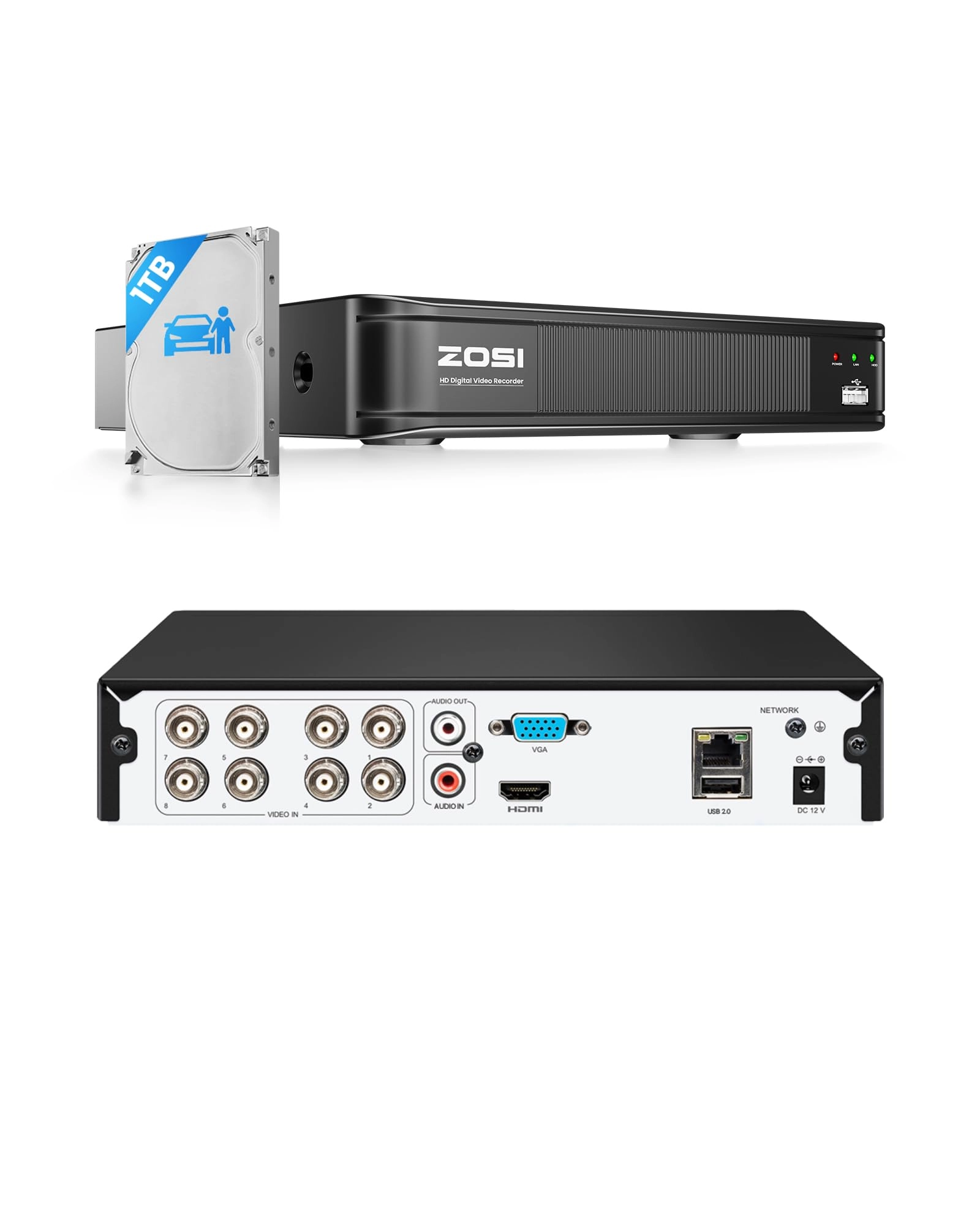 Zosi 5MP Lite Surveillance DVR - 1TB 8 Channel