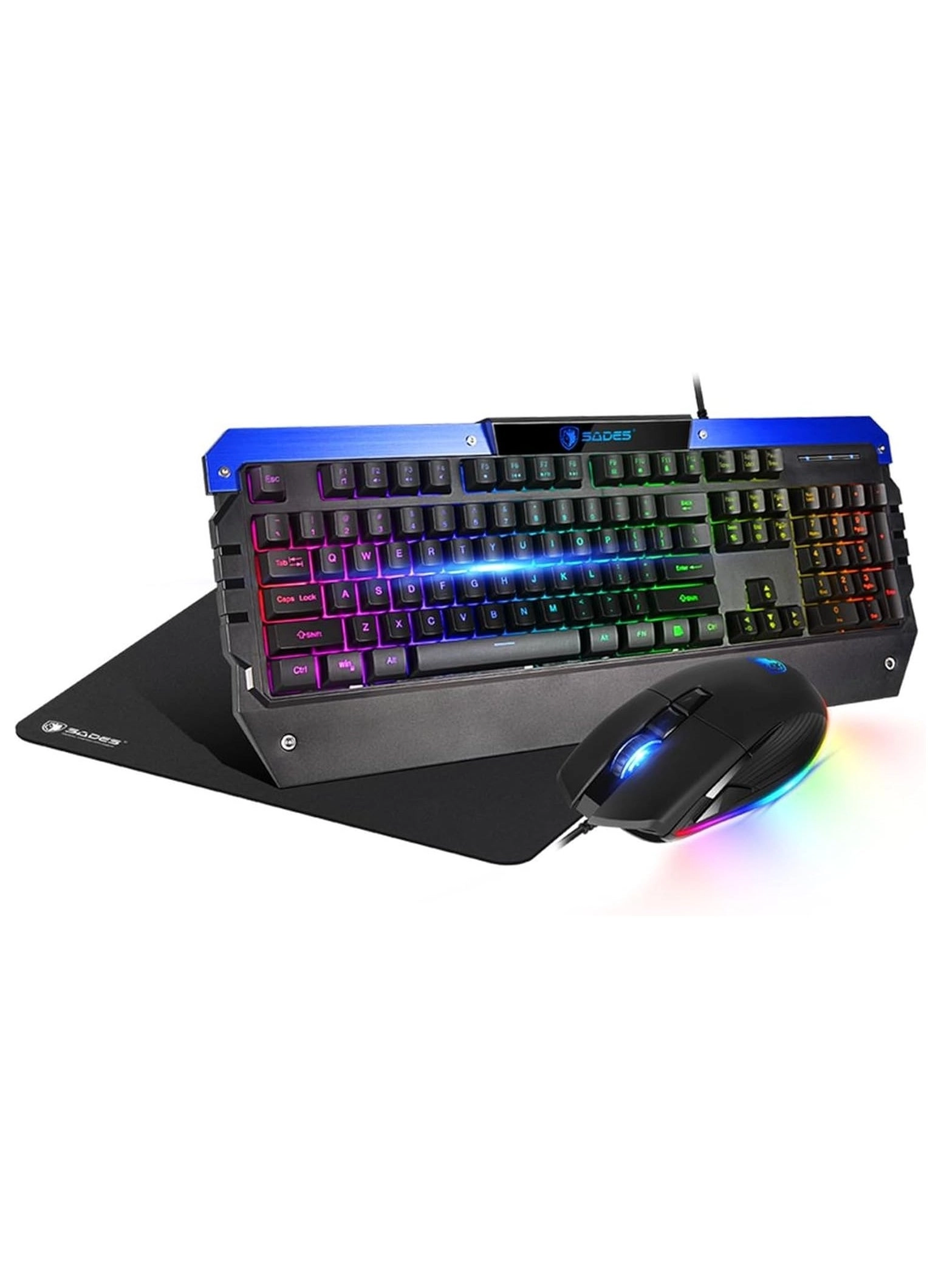 Sades Battle Ram Keyboard - Full size 104 keys RGB + Battle Ram Mouse - PMW 3050 Omron RGB + Battle Ram Mousepad