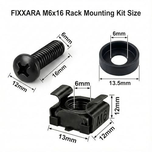 Rack Mount Screws + Cage Nuts + Nylon Washers - M6x16