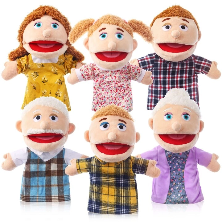 ZJoey Family Hand Puppets - 6 Pcs 12 Inch Bundle