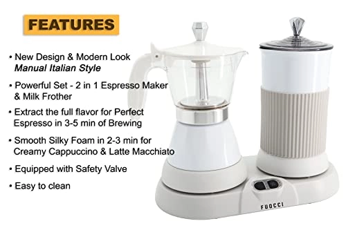 Electric Moka Pot & Milk Frother - 3-Cup 150ml