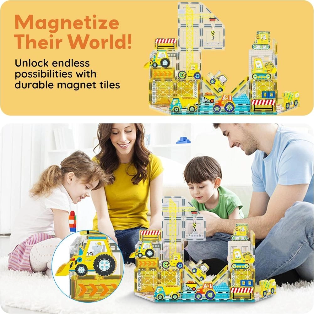 Magnet Building Tile Blocks Addon - Vehicles & Zoo 8pcs