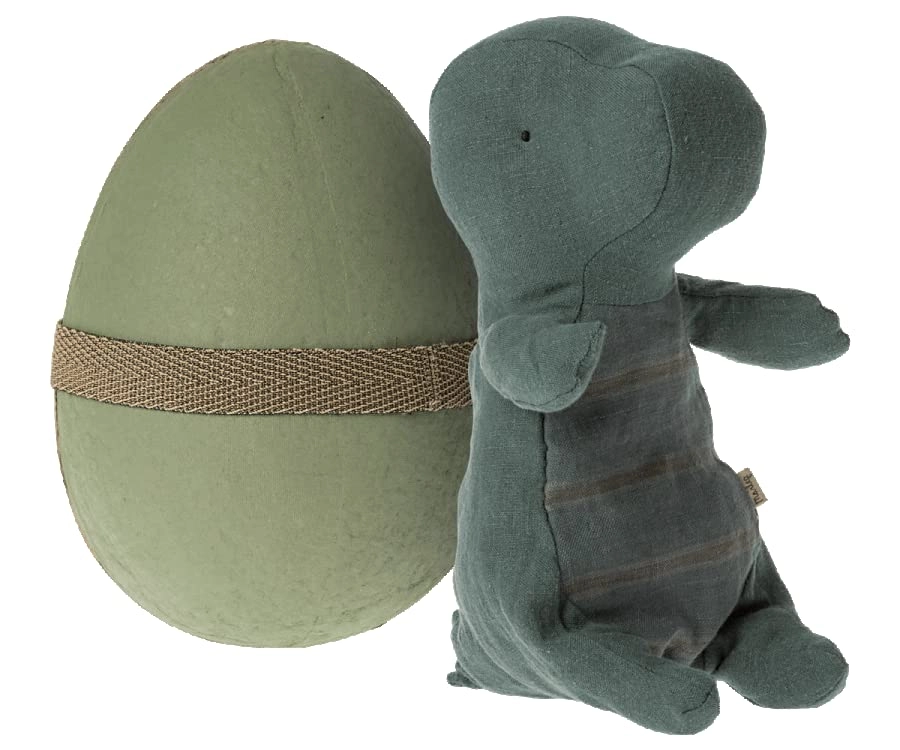 Maileg Gantosaurus in egg - 23 cm Small Dark petrol