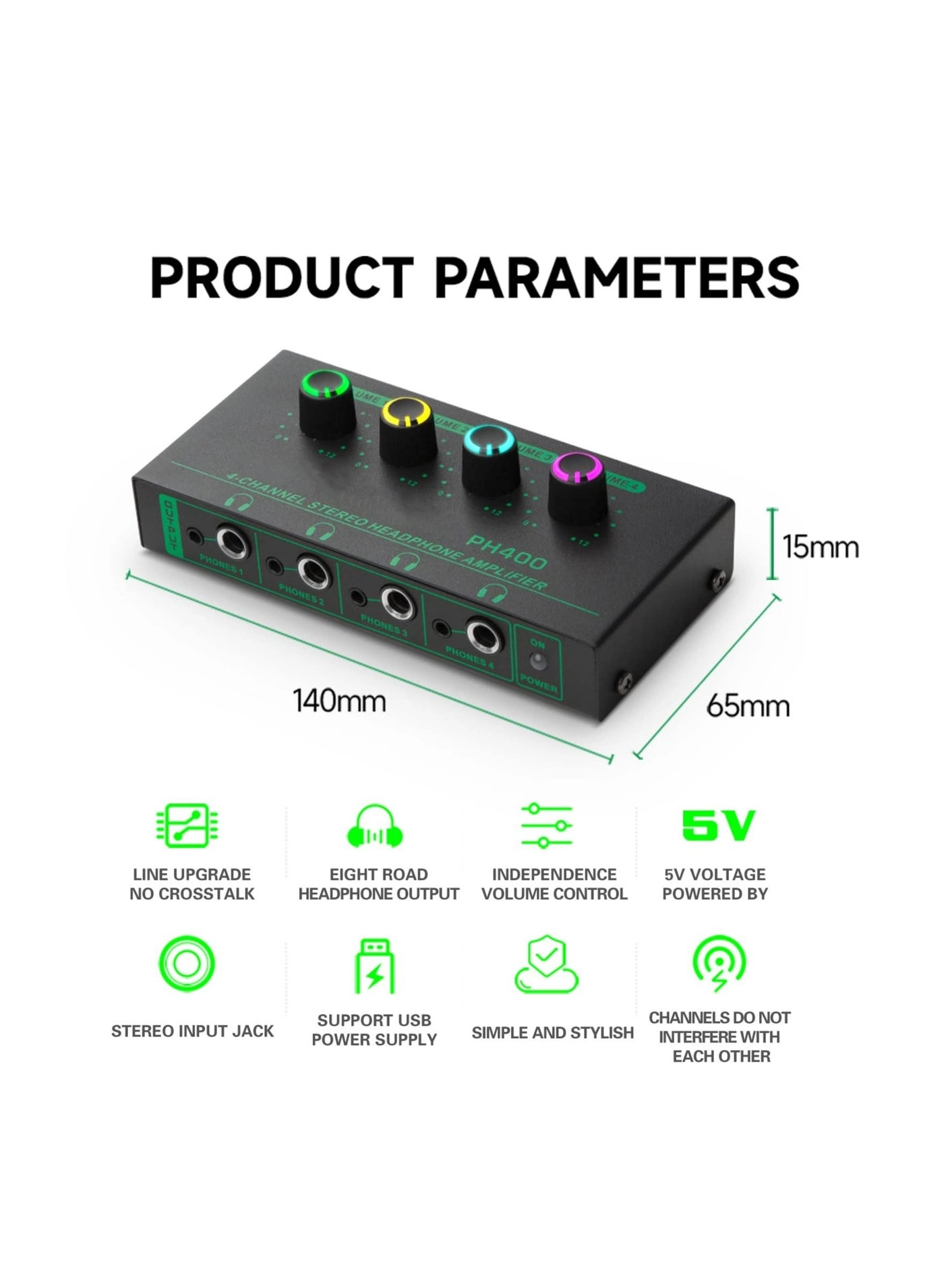 Headphone Amplifier - 4 Channel 1/4In 3.5mm TRS