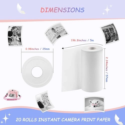 Instant Print Camera Paper - 12 Rolls 2.2*1 inches
