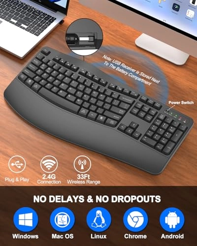 Ergonomic Wireless Keyboard - Wireless