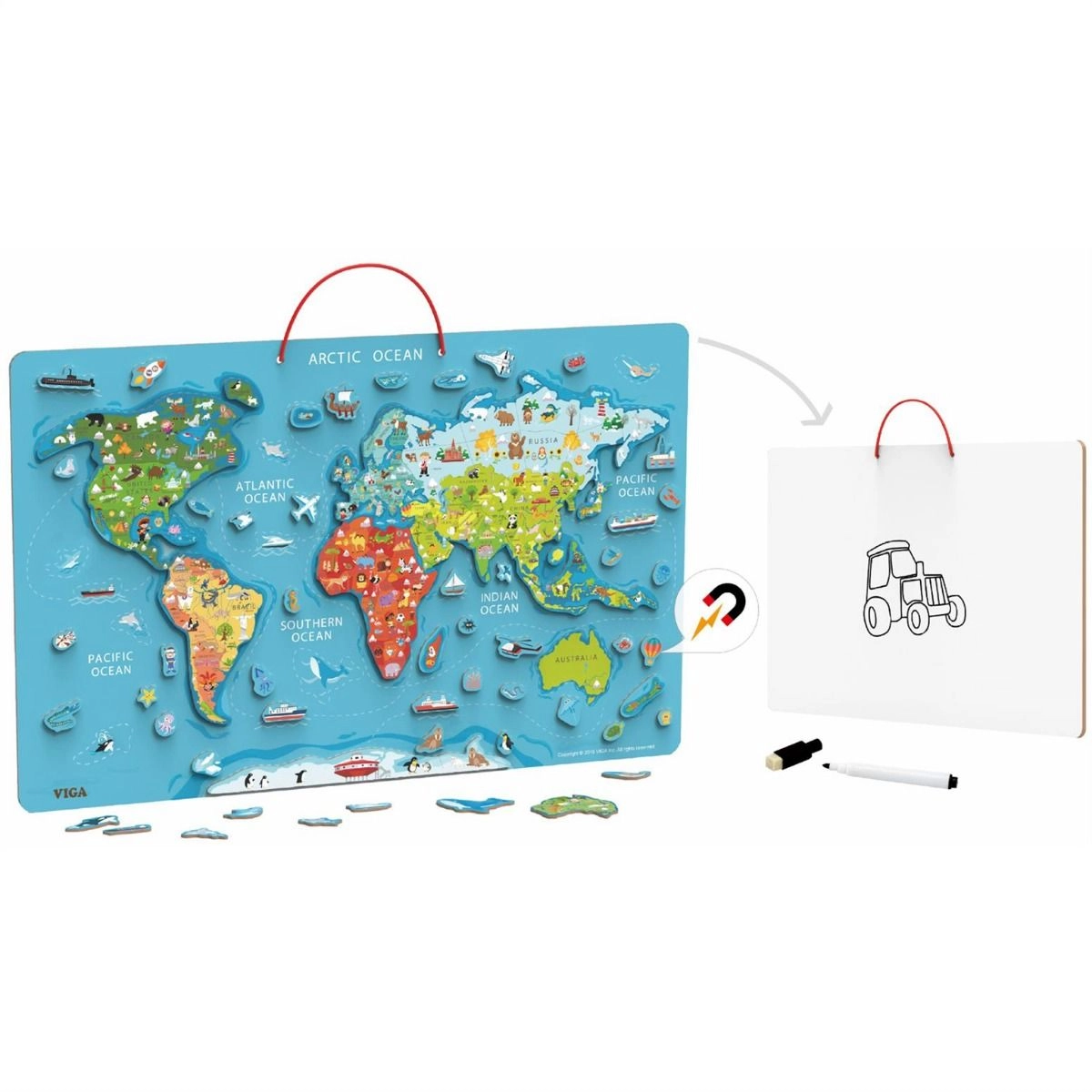 Magnetic World Puzzle (SW-44508) + Dry Erase Board