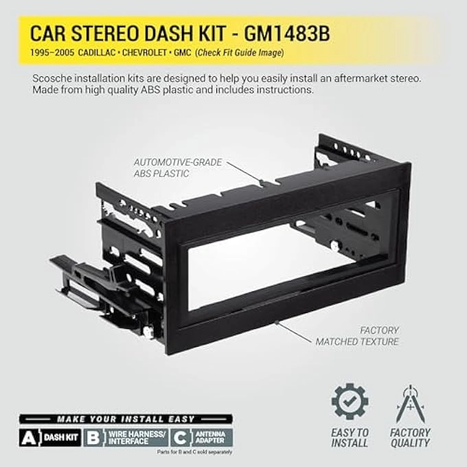 Gm1483B - Single Din Black Compatible With Select 199505 GM Full Size Trucks