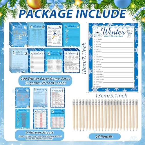 Winter Party Games Cards - 231Pcs over 3 years old