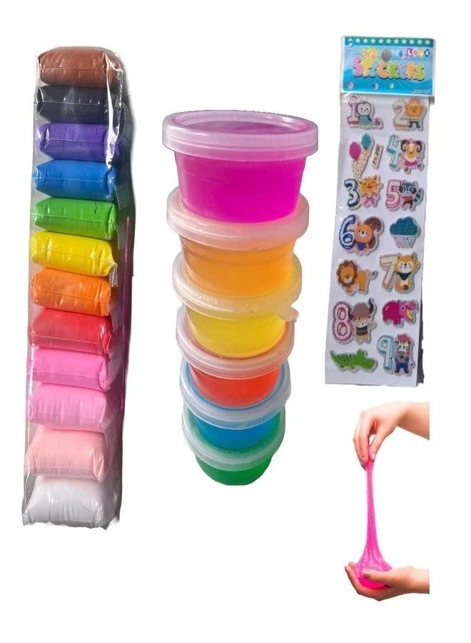Ultimate 2 in 1 Clay and Slime Combo - Craft Materials 6 pcs + 12 pcs