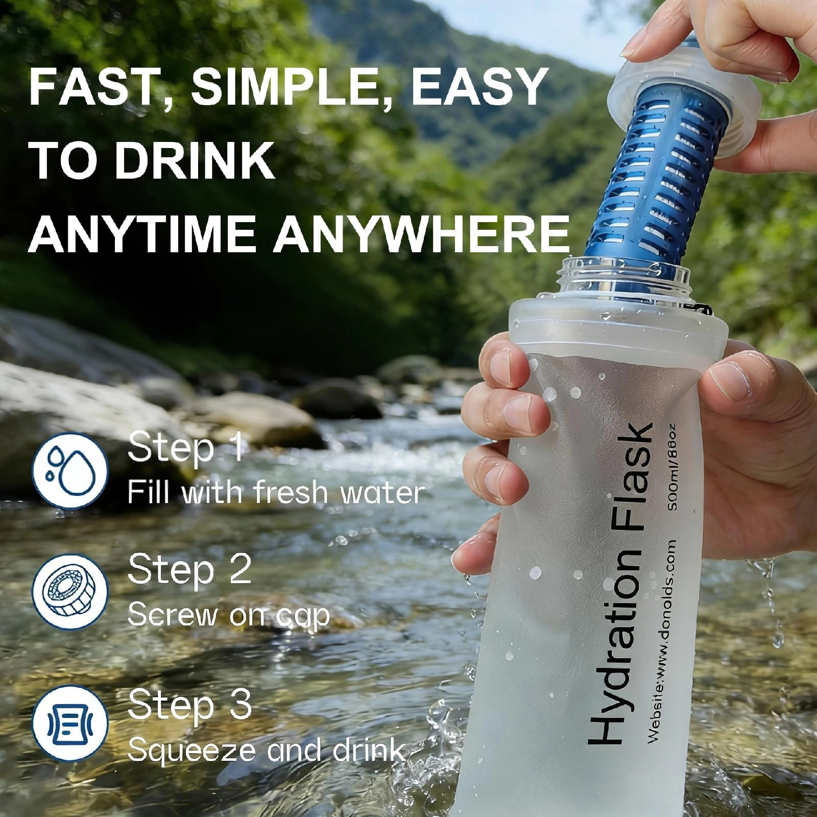 Collapsible Water Bottle Filter 500 ml