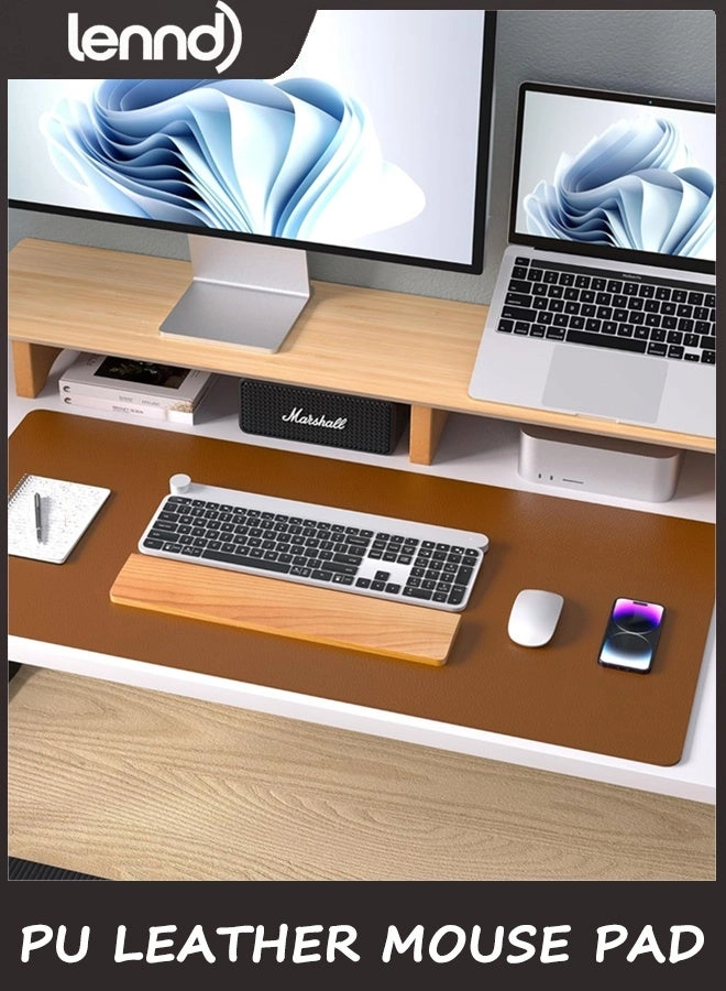 Non-Slip Large PU Leather Office Mouse Pad - 80x40 cm