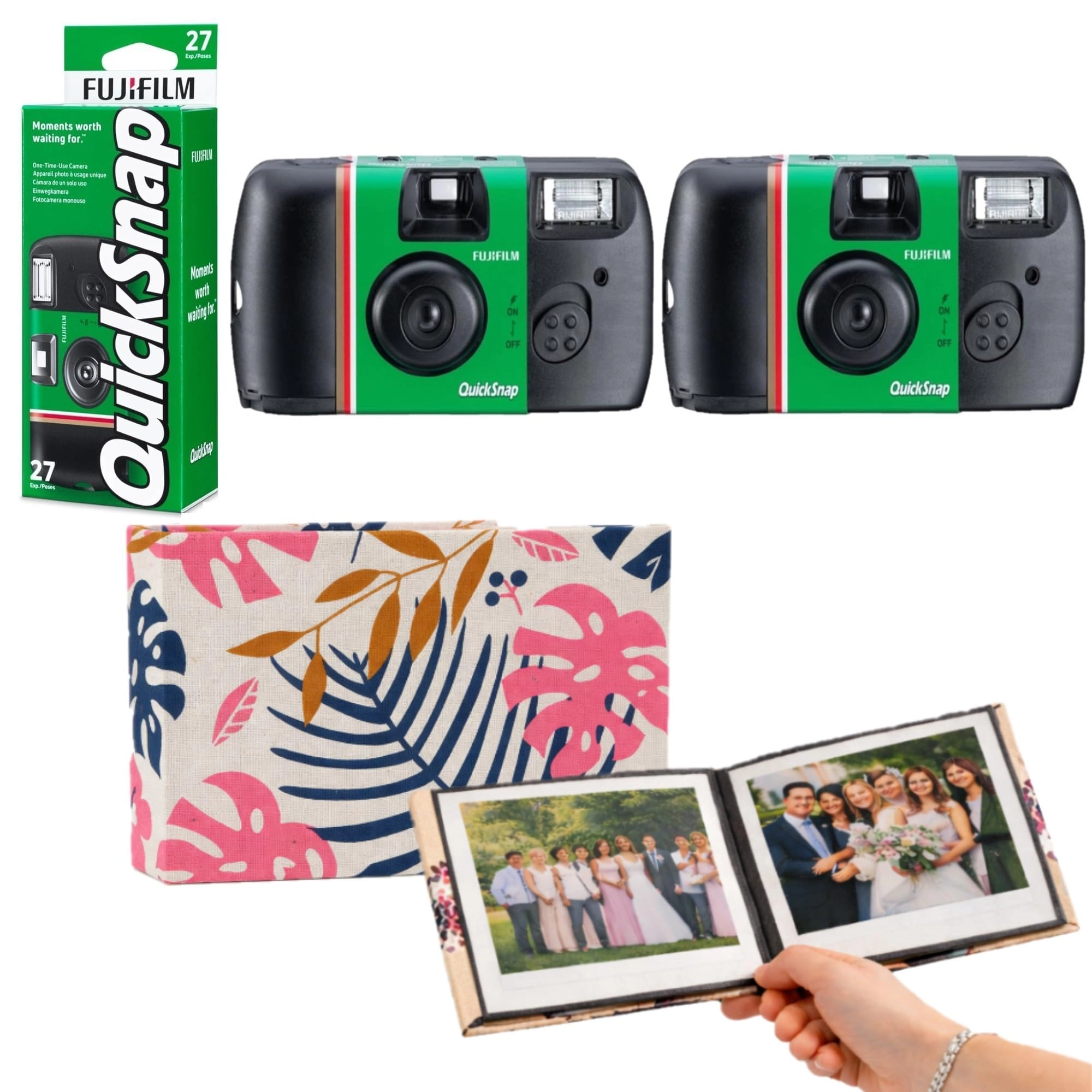 QuickSnap Flash 400 - 27 exposures ISO 400 + 36 Slot Photo Album - Purple Heart Fabric