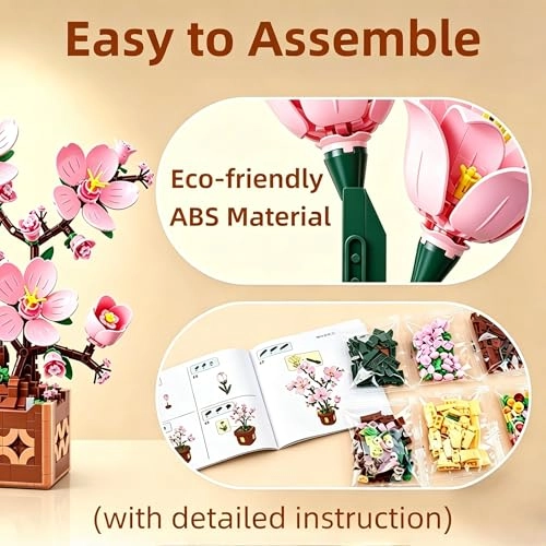 Pink Peach Cherry Blossom Building Block Set - Retro Arcade Game / Super Mario-style Platform Game 632 pcs
