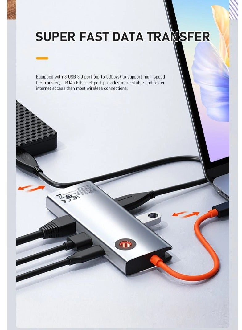6 in 1 Docking Station - 100W PD 4K30Hz HDMI Gigabit Ethernet