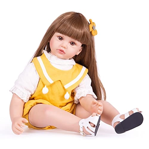 Reborn Baby Doll - 24 Inch Vinyl Cotton Body Pink Yarn Skirt Ages 3+