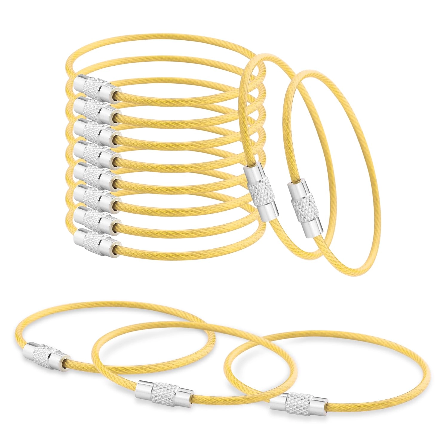 coobigo Stainless Steel Loops - 12 Pack 2mm 6 Inch Yellow