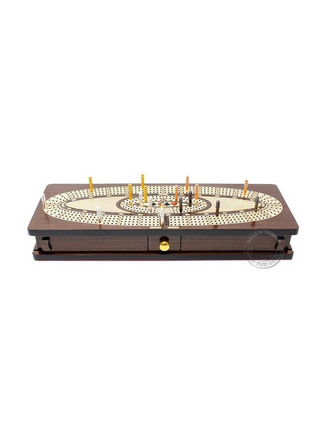 Continuous Cribbage Board - 4 Track Inlaid in Wenge Wood/Maple