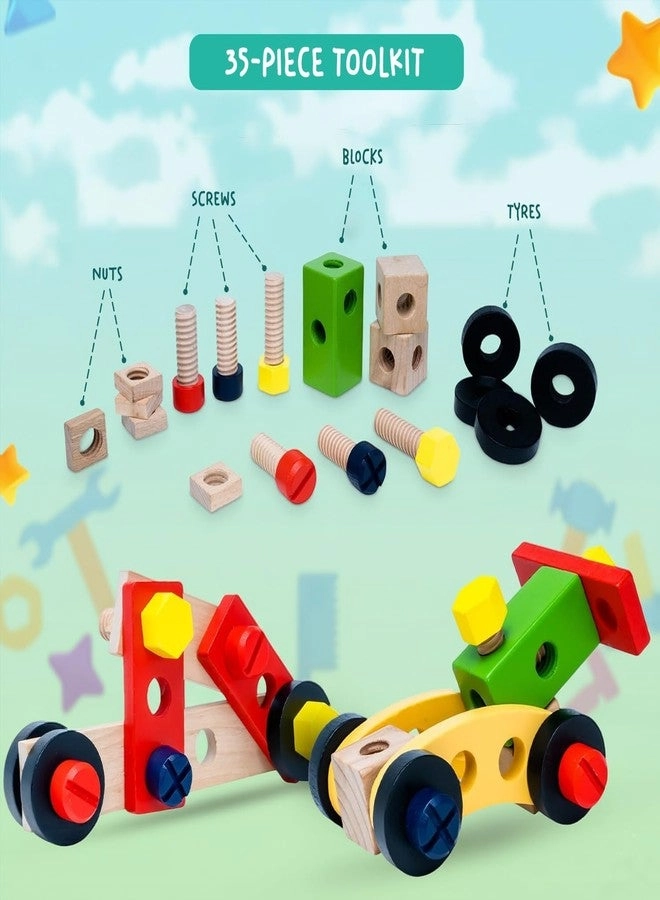 Wooden Tool Box Set - Montessori Pretend Play with Tools