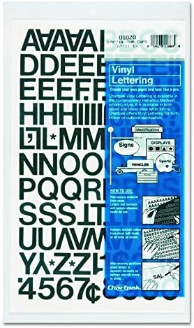 Chartpak Self-Adhesive Vinyl Capital Letters and Numbers - 94 per Pack 3/4 Inches High