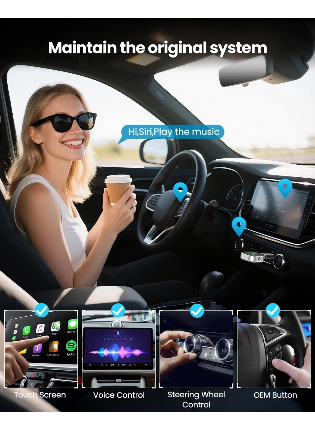 2-in-1 wireless Carplay Adapter - Android Auto Mini