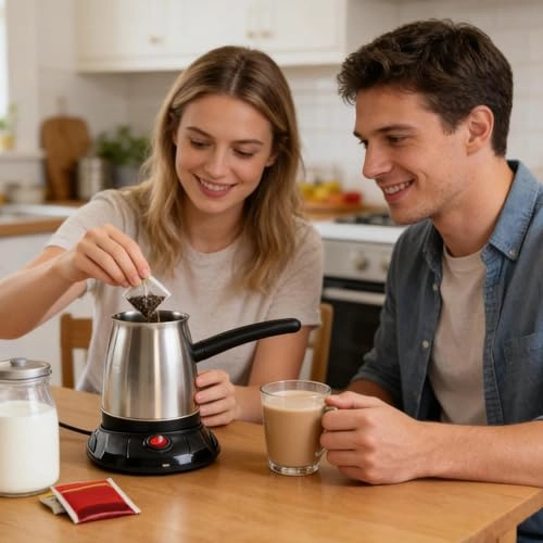 Stainless Steel Coffee Machine, Turkish Coffee Maker, Electric Coffee Maker Coffee Maker, Mocha Maker, Turkish Mocha Cooker, Cezve Made of Stainless Steel, 600 ml Capacity