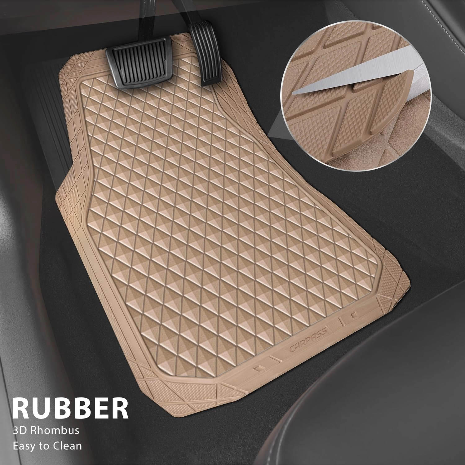 Floor Mats - Gray Rubber 4 Pcs