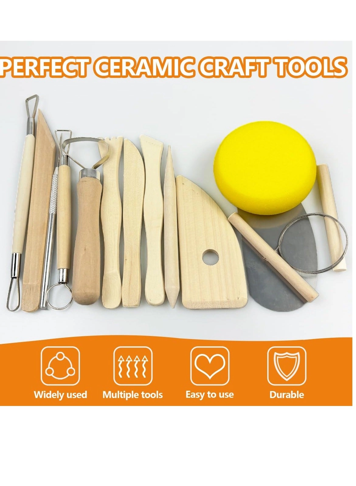 Pottery Clay Tools - Wooden handles 13 Pcs