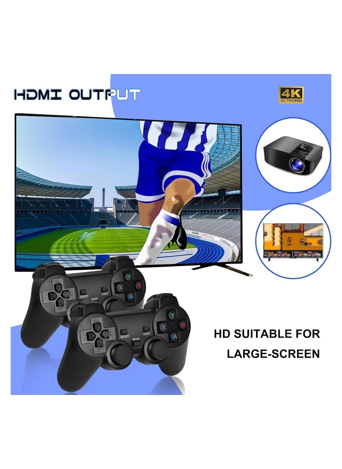 Retro Gaming Console Stick - 20,000+ Games, 23 Emulators, 4K HDMI, 2 Wireless Controllers