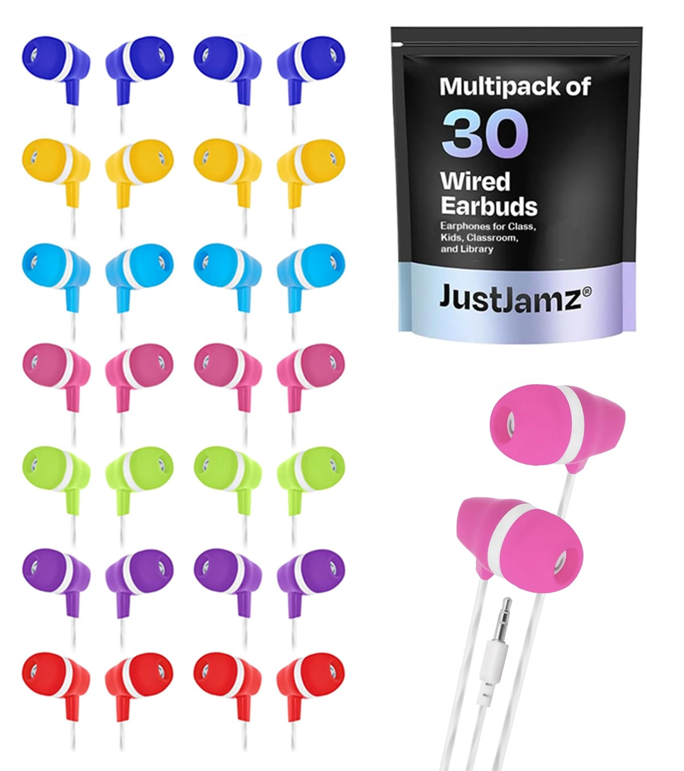 Bubbles Wired Earbud 30 Pack