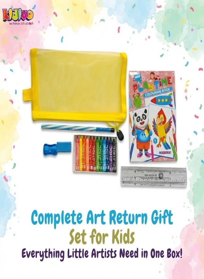 Colouring Book + Pouch + Pack of Wax Colours + Pencil + Sharpener + Eraser + Scale - 1 Colouring Book, 1 Pouch, 1 Pack of Wax Colours (12 Shades), 1 Pencil, 1 Sharpener, 1 Eraser, 1 Scale