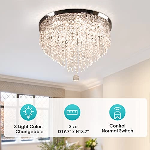 Crystal Ceiling Light - 3 Colors Dimmable