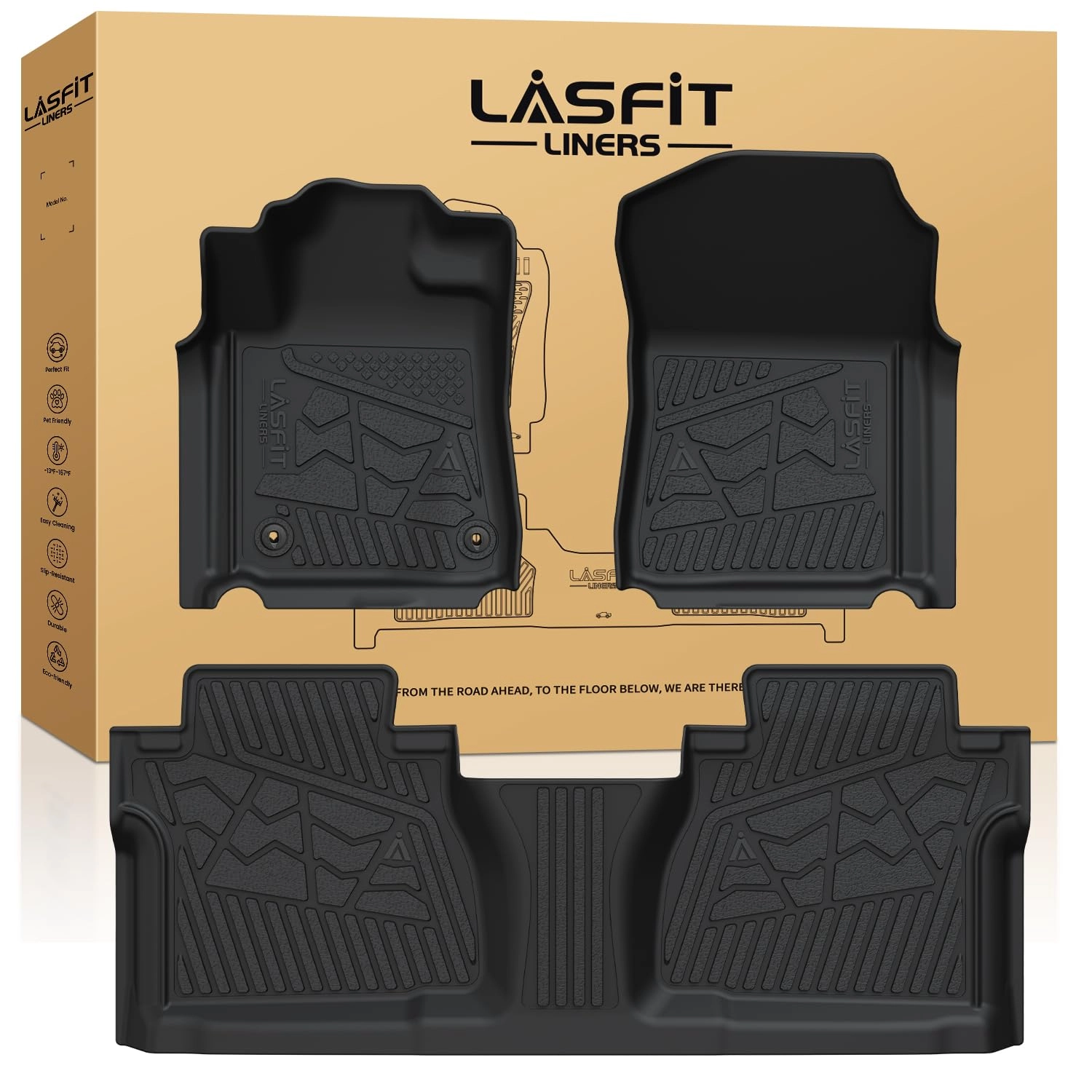 LASFIT Floor Mats for Toyota Tundra - 2007-2011 Double Cab Front&Rear 2 Row