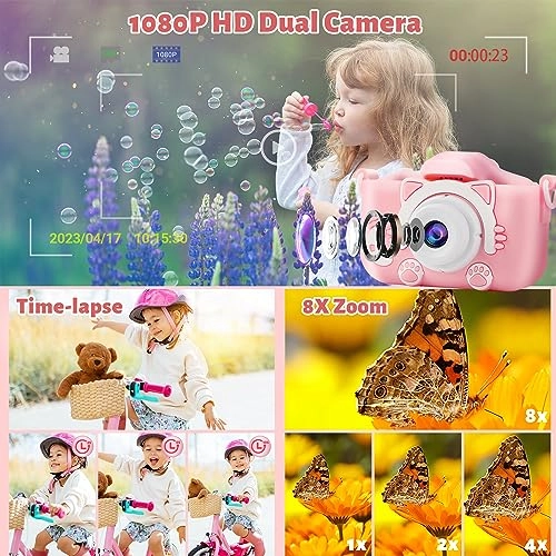 Pink Cat Kids Camera
