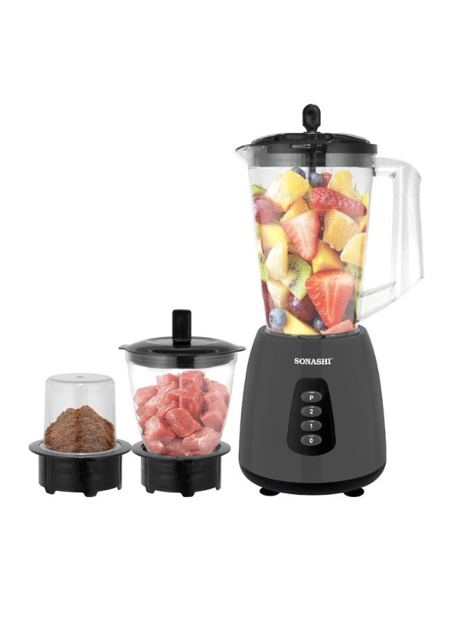 SONASHI Mixer Grinder - 3-in-1, Grinding & Chopping Cups, 2-Speed + Pulse