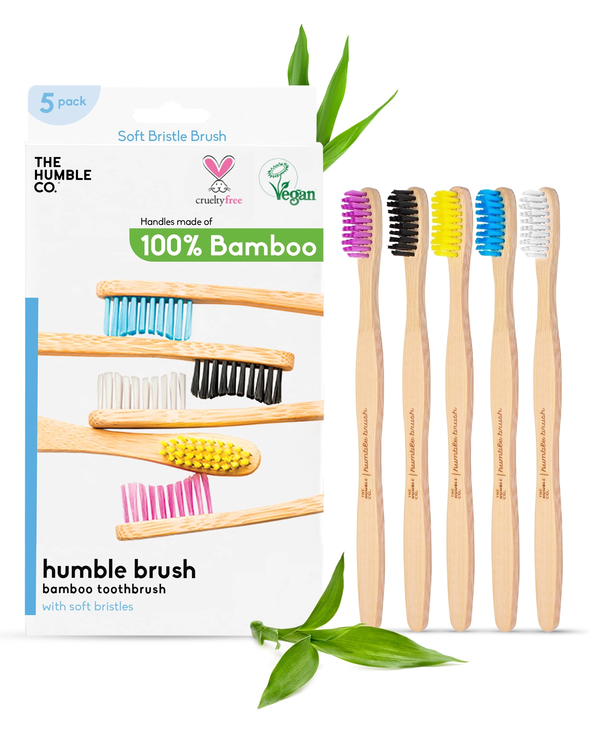 The Humble Co. Bamboo Toothbrushes - Soft 5-Piece Pack