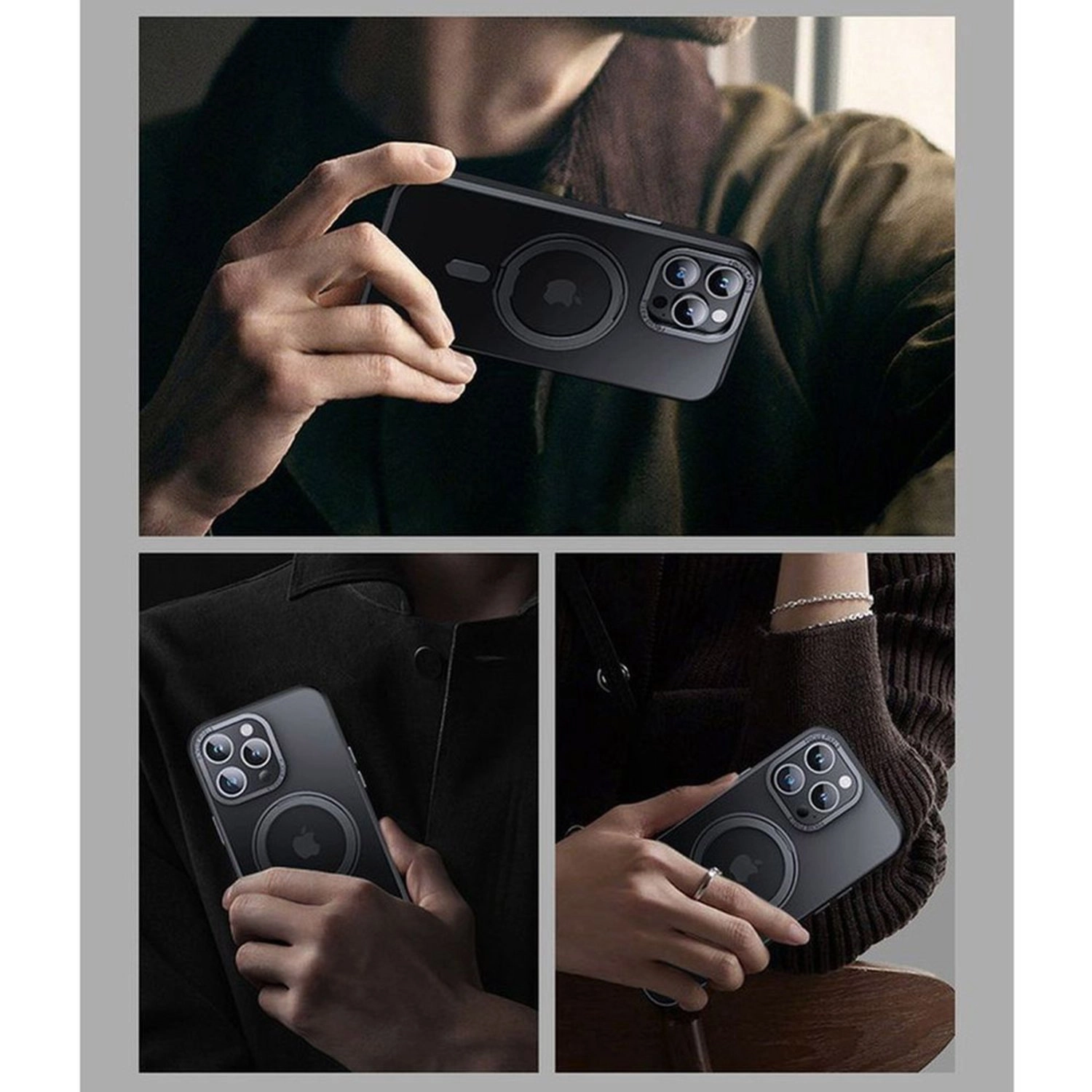 MagSafe Ring Stand Case With Screen Protector for iPhone 15 Pro