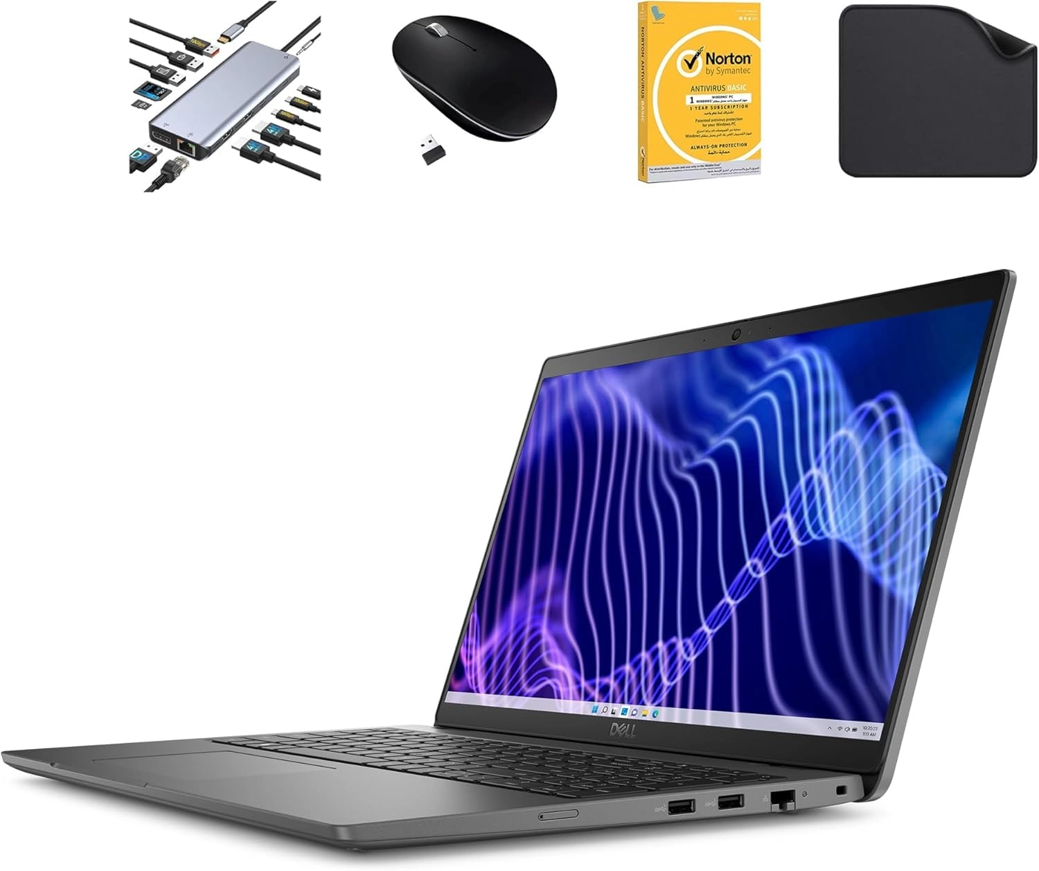 DELL Latitude 3540 - 15.6'' Core i7-1355U 24GB DDR4 1TB SSD + 12 in 1 HUB Adapter + Wireless Mouse + Antivirus + Mouse Pad + 1st Wave External 512GB SSD