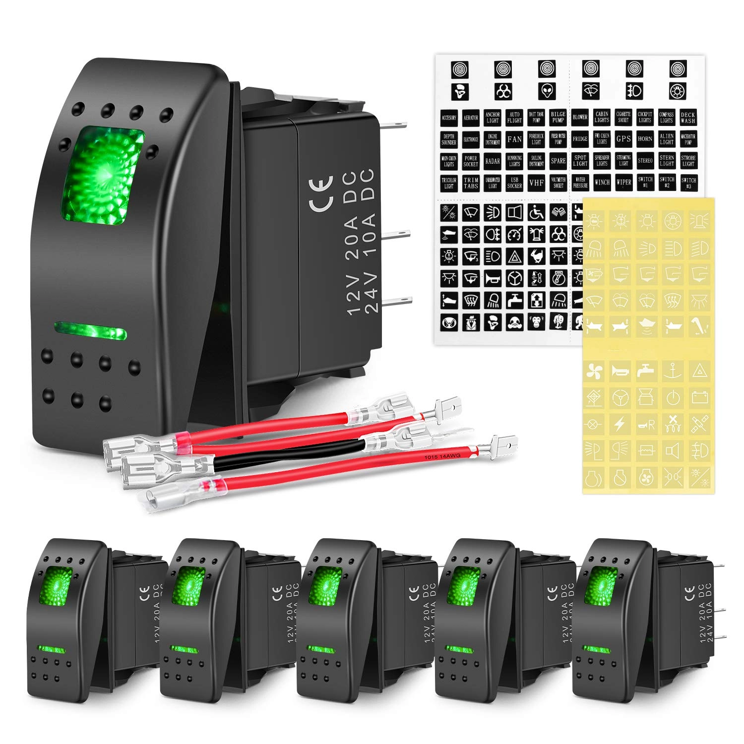 Nilight Rocker Switches - 6 pcs 5 PIN SPST