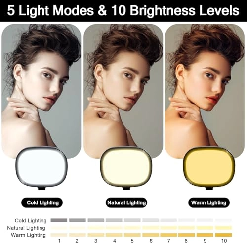 Selfie Ring Light - Adjustable Brightness 5 Color Temperature Flexible Stand