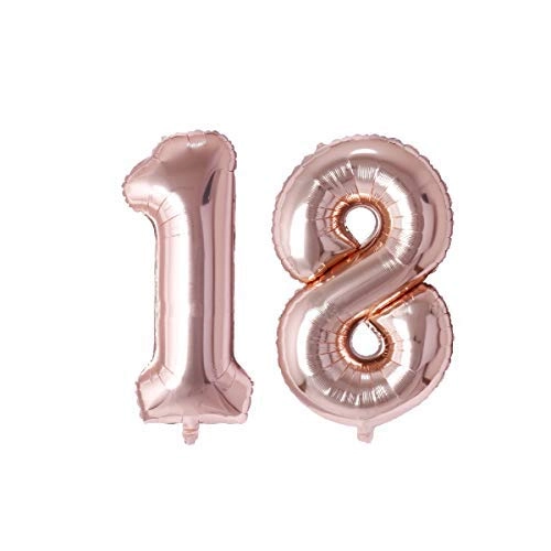 Party Time Trading LLC Number 18 Foil Balloon - 2 pcs Wedding Anniversary & 18th Birthday Debut Party Celebration