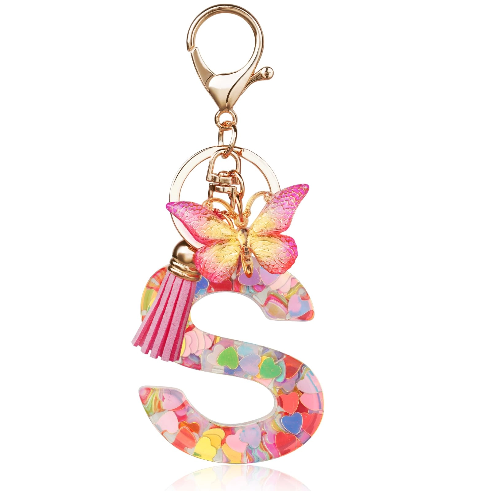 Initial Letter Keychain - Butterfly