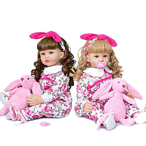 Reborn Baby Doll - 24 inch Silicone Vinyl + PP Cotton Pink Coat