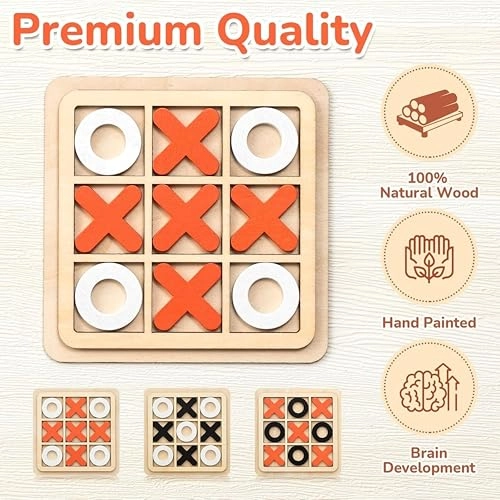 Tic Tac Toe - 8-Pack Wooden Mini