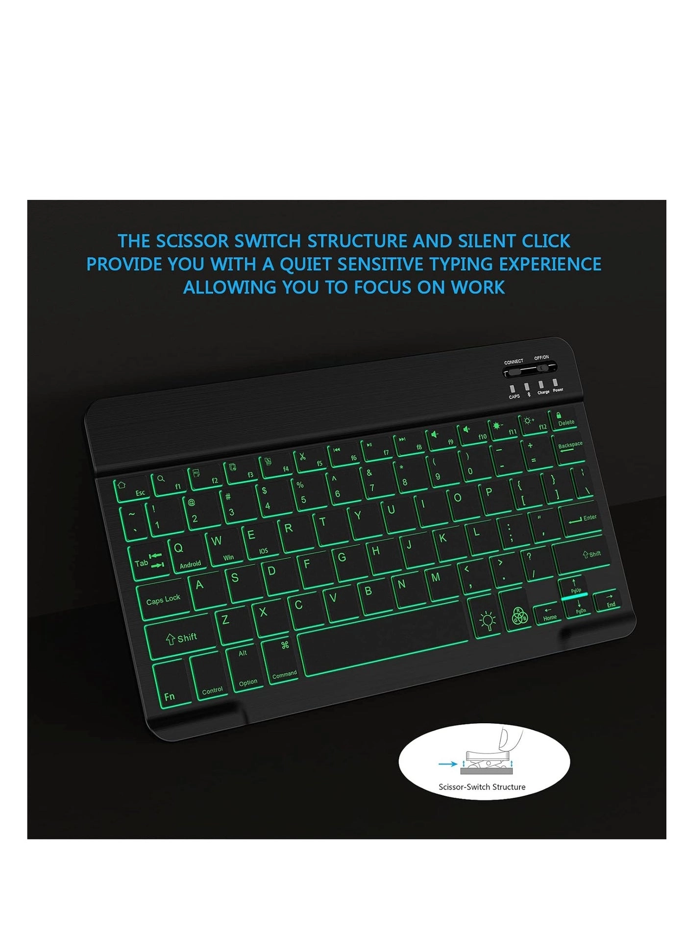 Bluetooth Keyboard - 7-Color Backlit Rechargeable Battery