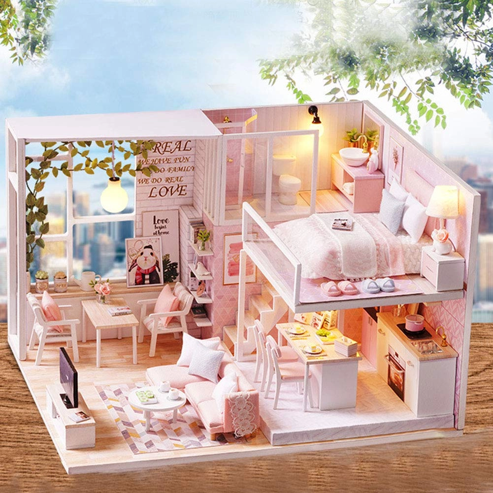 Miniature Dollhouse Kit - Pink 1:24