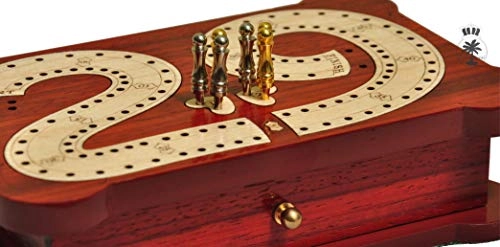 2 Track Cribbage Board - Wooden Inlaid Blood Wood Maple