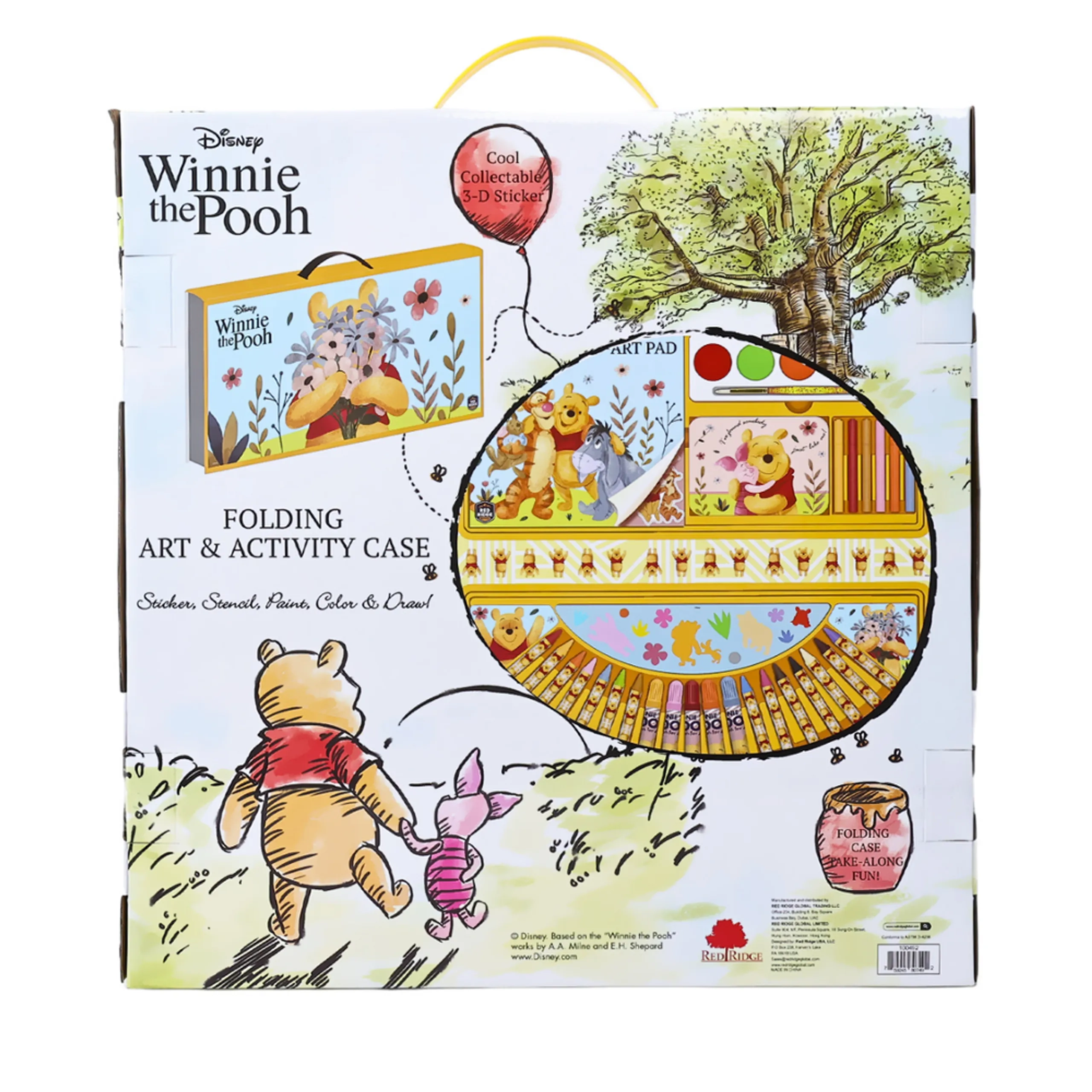 Winnie The Pooh Folding Art & Activity Case - Watercolour Set Markers Crayons Stencil